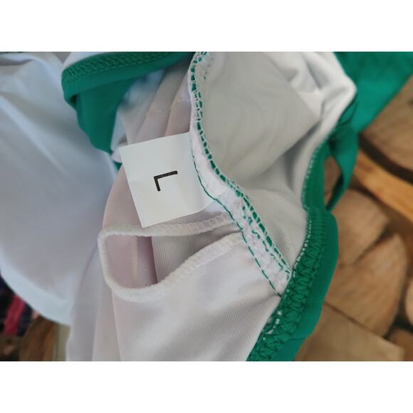 Beachsissi Green One Piece Bathing Suit Ruffle Surplice Swimwear NWT Large - Picture 5 of 11